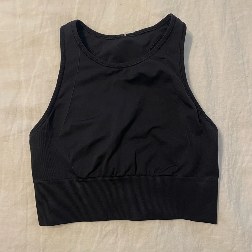 Lululemon black high neck tank/bra, size 6